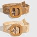 Women's Belts Hot Selling Hot Selling Women's Wooden Buckle Elastic Pp Grass Belt_viptrois.com