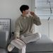 Half Zip Sweater Men's Autumn And Winter High Grade Feel Lazy Style Polo Neck Knit Loose Casual Thread_viptrois.com