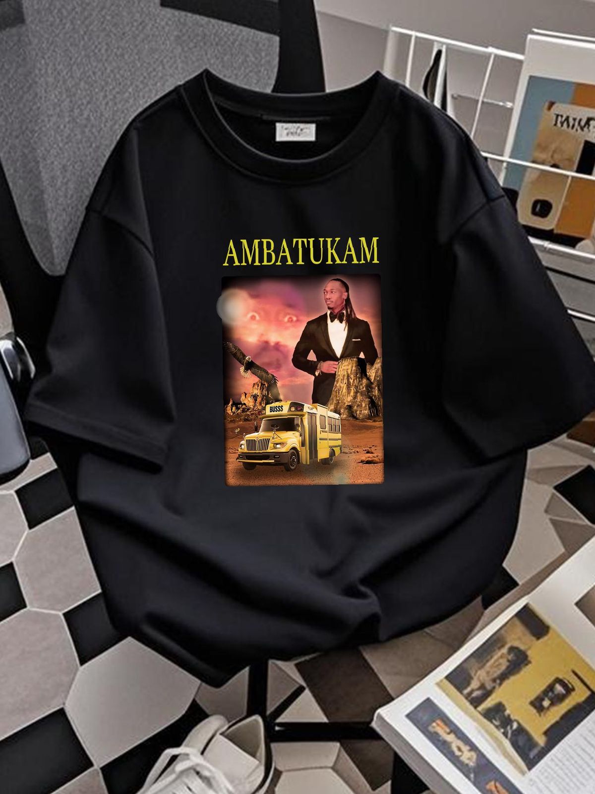 Ambatukam Dreamybull Buss Desert T Shirt Classic Cotton Black Soft Casual Graphic Designer Clothes Fashion Slightly Homme Stretched_viptrois.com