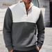 Men’s Color-Block Quarter-Zip Sweatshirt – Thermal Lined Polyester Pullover (Windproof, 4 Colorways, S-XXXL)_viptrois.com