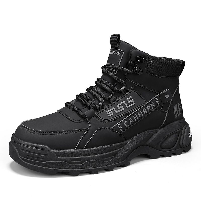 Men's British Style Thick-Sole Martin Boots – Rugged & Stylish High-Top Work Boots For Autumn & Winter, Anti-Slip Outdoor Casual Shoes_viptrois.com