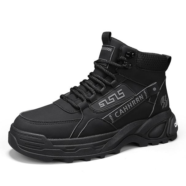 Men's British Style Thick-Sole Martin Boots – Rugged & Stylish High-Top Work Boots For Autumn & Winter, Anti-Slip Outdoor Casual Shoes_viptrois.com