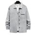 Men's Retro Jacquard Knit Collar Shirt Jacket - Lightweight Casual Blazer For Spring & Autumn (White, Black, Khaki, Light Gray, Iron Gray)_viptrois.com