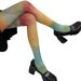 Silk Stockings Sweet Cool Color Rainbow Fishnet Stockings Personality Color Jacquard Fishnet Stockings Fashionable Gradient Personality Pantyhose_viptrois.com
