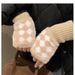 Women Winter Solid Color Knitted Fleece Lined Wrist Protection Fingerless Office Student Writing Cold-Proof Warm Wool_viptrois.com