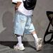 Cross-border Foreign Trade American Style Street Cool Denim For Men, Trendy Brand Loose Straight Five-point Shorts_viptrois.com