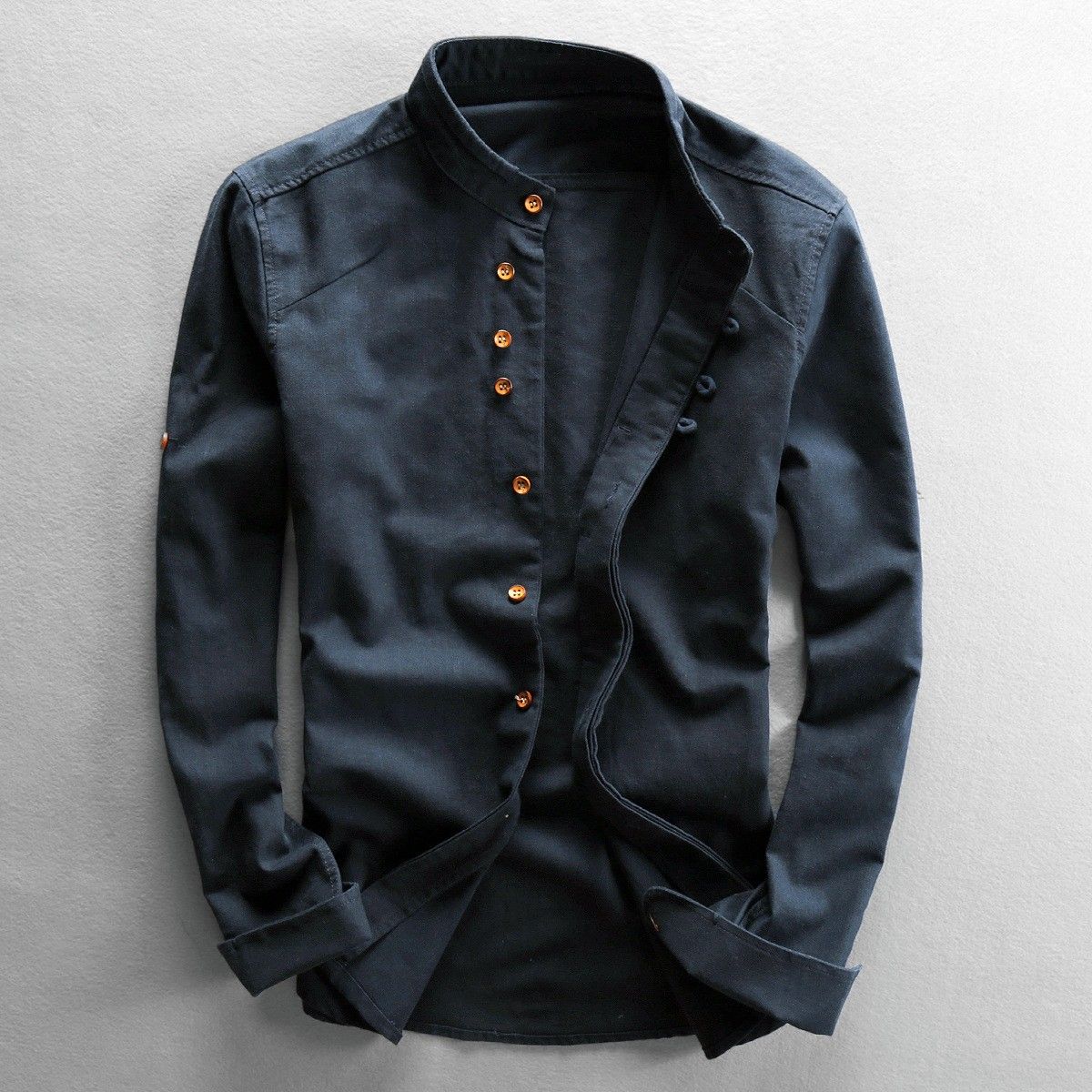 CT European Size Men's Stand Collar Linen Long Sleeve Shirt - Please Do Not Purchase This Link Randomly_viptrois.com