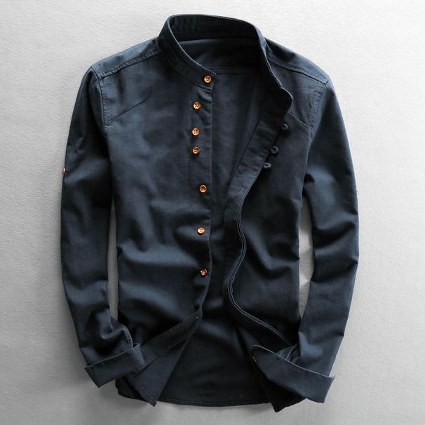 CT European Size Men's Stand Collar Linen Long Sleeve Shirt - Please Do Not Purchase This Link Randomly_viptrois.com