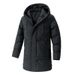 Men's Longline Hooded Padded Coat - Slim-Fit Winter Jacket With Multiple Pockets, Water-Resistant Polyester_viptrois.com