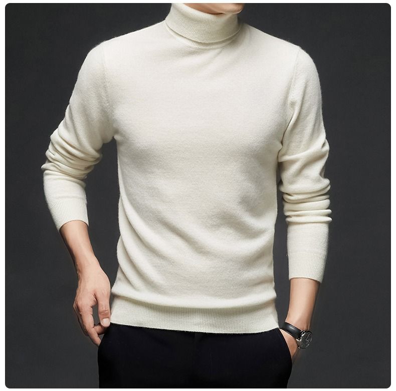 Foldable High Neck Long Sleeved Warm Sweater, Autumn And Winter Solid Color Knitted Sweater, Youth Pullover_viptrois.com