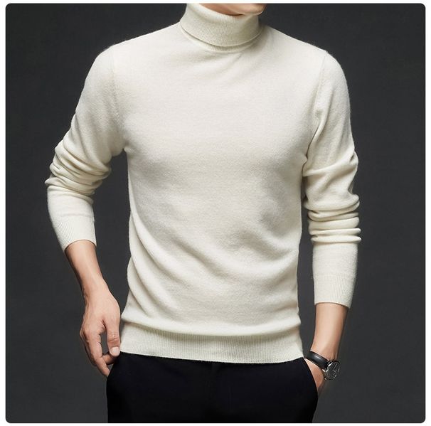 Foldable High Neck Long Sleeved Warm Sweater, Autumn And Winter Solid Color Knitted Sweater, Youth Pullover_viptrois.com