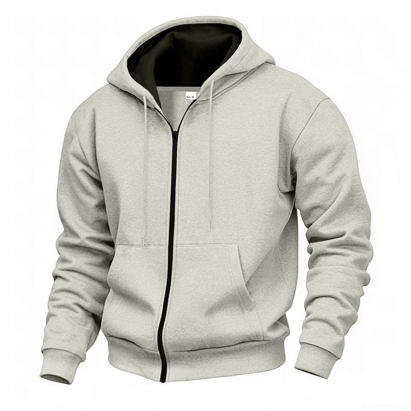 Men's Clothing Waterproof Zip-Up Hooded Sweatshirt Jacket Winter Autumn Casual Pullover With (Black, Dark Gray, Light Gray, Navy, Army Green, Beige)_viptrois.com