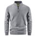 Men’s Fleece-Lined Stand Collar Half-Zip Sweater – Thickened Winter Knit Pullover, Anti-Pilling & Machine Washable (Minimalist Badge Detail)_viptrois.com