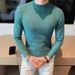 Half High Neck Sweater, Men's Slim Fit Long Sleeved Sweater, Versatile Solid Color Sweater_viptrois.com