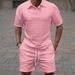 Men's Clothing Exclusively For Shein Foreign Trade Pure Color Fashion Casual Men's Short Sleeved Suit_viptrois.com
