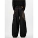 Men's Clothing American Retro Silhouette Black Scimitar Jeans Men Snakeskin Patchwork Pockets Loose Wide Leg Jeans_viptrois.com