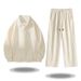 Men's Casual Loose Fit Hoodie & Jogger Set With Textured Fabric - Comfortable Two-Piece Outfit For Everyday Wear (Black, Navy, Beige)_viptrois.com