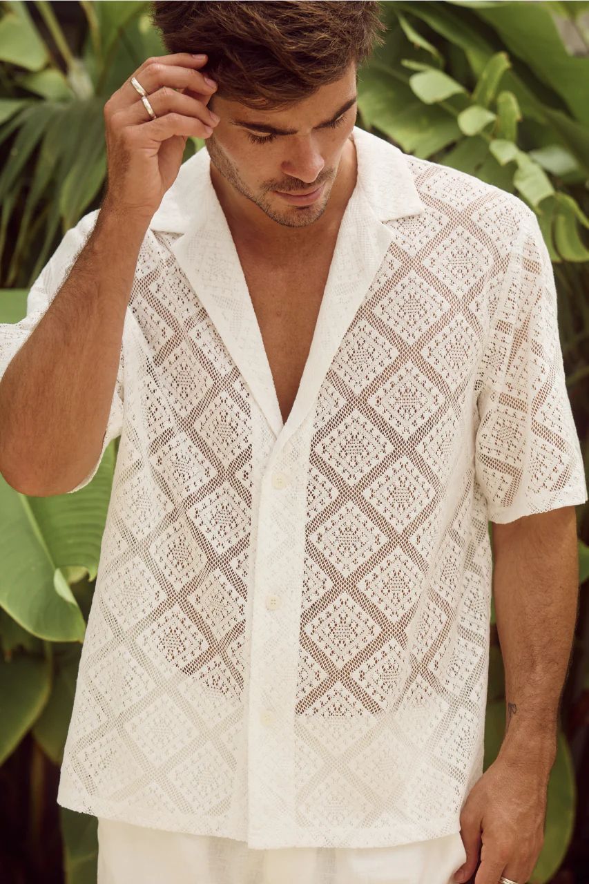 Men's Casual Knitted Sweater Hollow Breathable Short Sleeved Lapel Fashion Men_viptrois.com