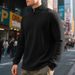 Cross-Border Independent Station Autumn Winter American Style Simple Casual Men's Loose Jacquard Stand Collar Half-Zip_viptrois.com