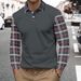 Men's Plaid Color Block Polo Shirt – Breathable Polyester, Streetwear Style, Slim Fit For Casual & Urban Fashion_viptrois.com