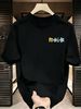 3 Pack Men's Oversized T-Shirts, 100% Cotton Crew Neck Casual Tees, Relaxed Fit Minimal Floral Text Print Design, Black White Grey_viptrois.com