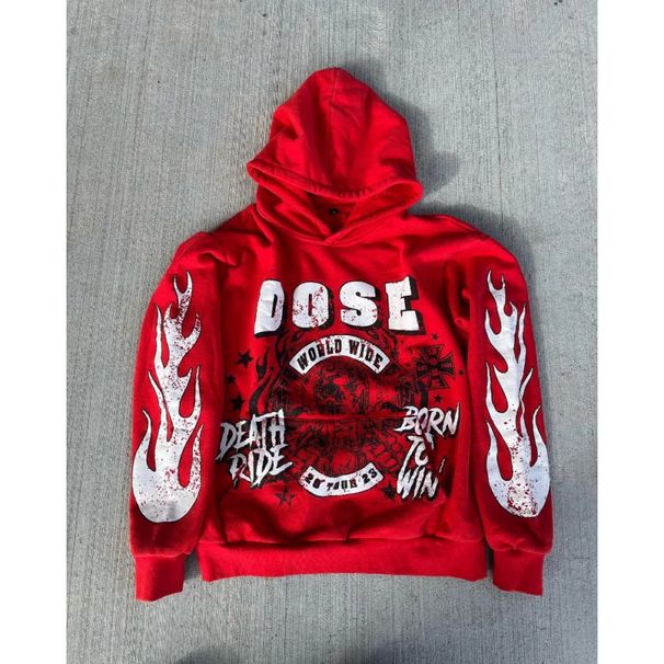 Men's Clothing Trendy High Street Retro 3D Printed Sweatshirt Red Hoodie Sweatshirt Men And Women Street Pullover Top Fleece Sweater_viptrois.com