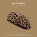for Women Leopard Print Korean Versatile Artist Autumn Winter British Style Beret Pumpkin Hat_viptrois.com