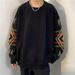 Retro Ethnic Style Thick Sweater Men's Round Neck Knitted Sweater Pullover Base Line Sweater_viptrois.com