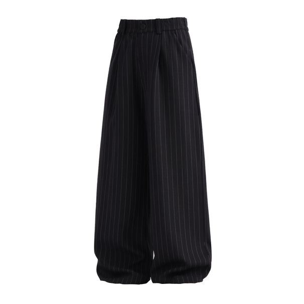 Monochrome Man- Vintage Striped Draped Dress For Men Spring New Texture Loose Old Money Style Casual Pants Trendy Brand Straight Long_viptrois.com