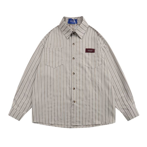 Men's Clothing Hot Selling Spring Autumn Long Sleeved Vertical Striped Shirt For Men, Stupid And Handsome, Casual American High Street Loose Shirt,_viptrois.com