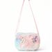 Girls Pink Butterfly Cartoon Print Messenger Bag Kawaii Colorful Plush Outing Small Square Bag Furry_viptrois.com