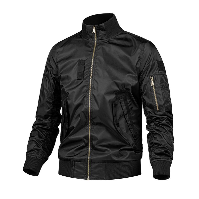 Men's Casual Bomber Jacket Lightweight Zippered Outerwear Streetwear Fashion Loose Fit Spring Autumn Coat_viptrois.com