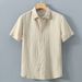 Men's Clothing Sun Protection Outer Wear Solid Color Shirt Casual Versatile Loose Cotton Breathable Short Sleeved Shirt_viptrois.com