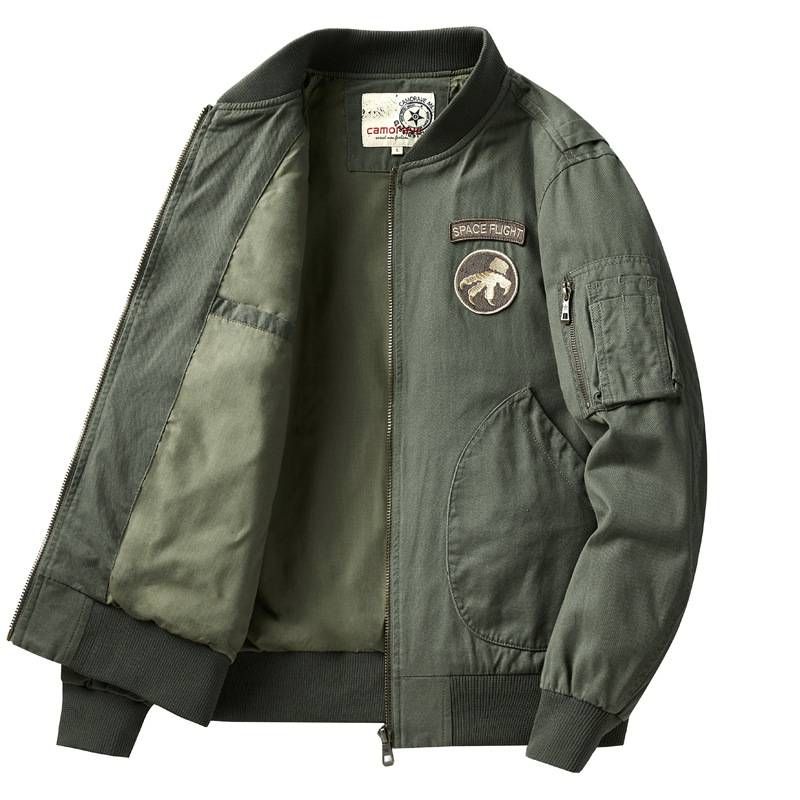 Men's Clothing pure cotton workwear washed jacket men's spring and autumn casual all match baseball jacket_viptrois.com