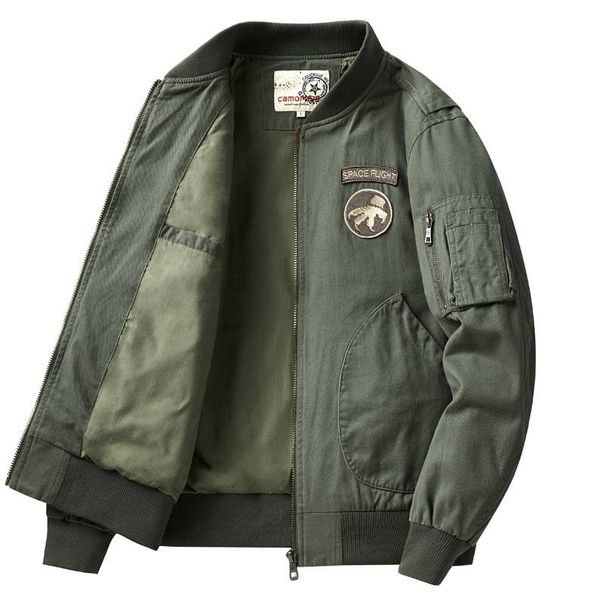 Men's Clothing pure cotton workwear washed jacket men's spring and autumn casual all match baseball jacket_viptrois.com