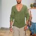 Spring 2025 Fashion Knitwear Pullovers Men V-Neck Pure Color Long Sleeve Loose Sweater_viptrois.com