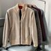 Men's Clothing Stand Up Collar Knitted Cardigan Plus Velvet Men's Stand Collar Knit Cardigan Fleece Lined Thick Warm Casual Versatile Sweater Jacket_viptrois.com