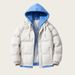 Men's Winter Hooded Puffer Jacket – Two-Tone Layered Cotton Coat With Oversized Hood (Black/Khaki/Green/Klein Blue)_viptrois.com