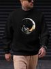 Men's Loose, Casual, Fashionable Astronaut Moon Pattern Printed Round Neck Long Sleeved Sweatshirt For Autumn And Winter_viptrois.com