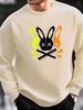 Men's Loose Casual Fashionable Skull Rabbit Pattern Printed Round Neck Long Sleeved Pullover Hoodie For Autumn And Winter_viptrois.com