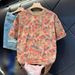 Men's Clothing Men's High-End Versatile Crew Neck T-Shirt Loose Fit Style Summer Casual Fashion Short Sleeve Top With Simple Leaf Pattern_viptrois.com