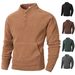 Men's Slim-Fit Stand Collar Sweatshirt - Minimalist Long Sleeve Pullover With Button Detail (Black/Khaki/Olive/Grey, Sizes S-XXXL)_viptrois.com