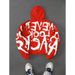Men's Clothing Young Street Graffiti English Words Trendy Graffiti Font Print White Hooded Sweatshirt_viptrois.com