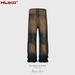 Men's Women's Straight Pants Unisex Same Style Washed, Distressed Yellow Dyed Multi-Size High Street Style Jeans Trendy_viptrois.com