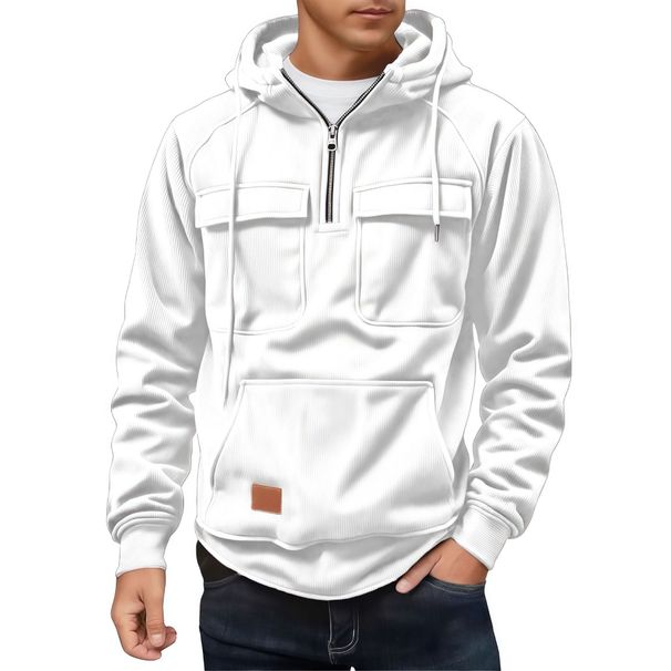 Europe, America 2025 Men's Casual Jacket Hooded Autumn And Winter Sweater Europe Station Multi-pocket Zipper_viptrois.com