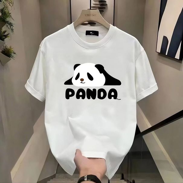 Casual Urban Fashion For Men & Women Panda Graphic Print T-Shirt Oversized Relaxed Fit 100% Cotton Unisex Streetwear_viptrois.com