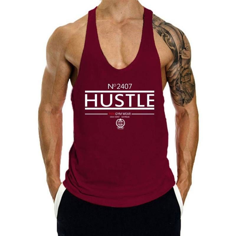 Summer Men's Letter-printed Vest, Basketball Sports Fitness Sweatshirt, I-shaped Sleeveless T-shirt_viptrois.com