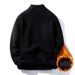 Men's Clothing Fleece Lined Men's Fleece-Lined Knit Sweater, Semi-Turtle Neck Thermal Base Layer, Winter Warm Pullover For Casual & Business_viptrois.com