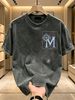 230g Washed Men Casual Tee Compass M Letter Print Short Sleeve Loose Streetwear Daily T-Shirt_viptrois.com