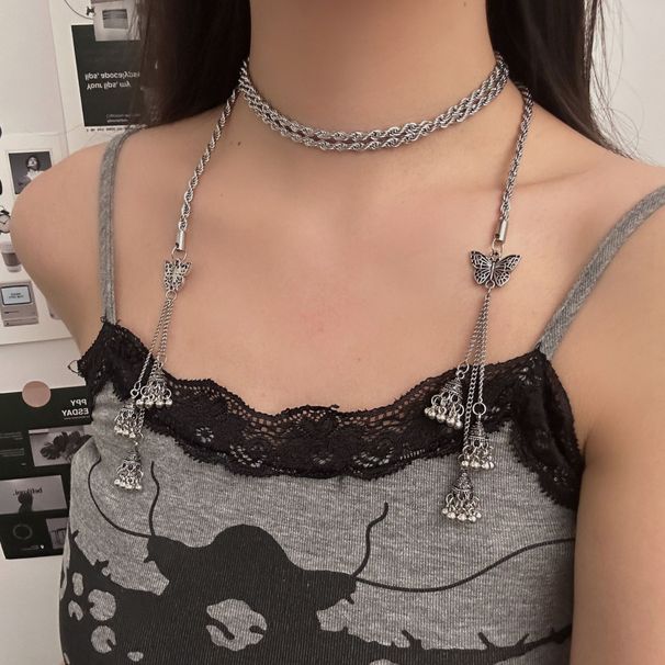 925 Silver Butterfly Chain - Convertible Waist & Neck Jewelry With Tassels, Boho Chic Layering Accessory_viptrois.com